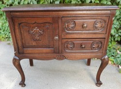 Baroque-style 2-drawer carved oak chest of drawers