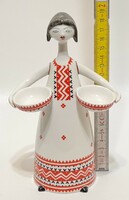 Hollóházi tálas lány porcelán figura (2331)