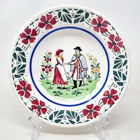 Wilhelmsburg folk scene hand-painted glazed ceramic wall plate - cz