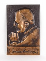 1K148 Régi II. János Pál Pápa bronzírozott plakett 28.5 x 18.5 cm