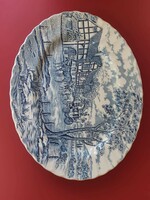 A wonderful, large, blue English ceramic serving plate.