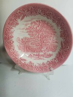 English pink Churchill porcelain soup plate