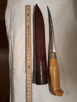 Old Marttiini steak knife with leather case