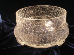M1-12 ű2 antique veil handmade crackle glass ice iridescent serving bowl collector's rarity for sale