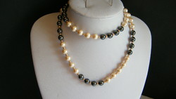 Hematite and pearl necklace