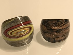 Muránói üveg gyűrűk ezüst és arany porral díszítve