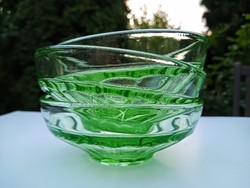 3 old green glass bowls