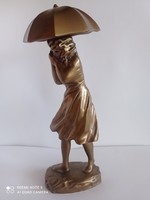 Lenke R. Kiss: bronze statue of a lady with an umbrella