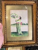 Silkscreen, Japanese, in a pair, size 16 x 13 cm, in a frame.