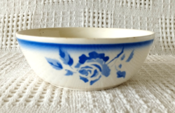 Old beautiful rose-patterned granite kispest bowl