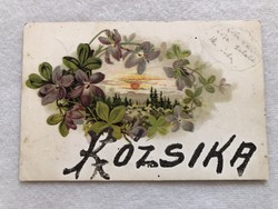 Antique long address, litho postcard - 1900