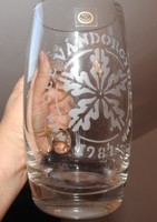 Polished large glass jar - engraved: oee wandering assembly 1987