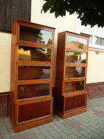 2 completely identical antique Lingel Károly type 5-part glass bookcase / bookshelf