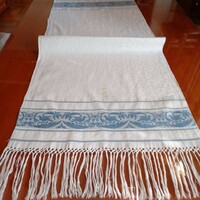 Antique, monogrammed cotton tea towel, tea towel, 115 x 49 cm + 11 cm fringe