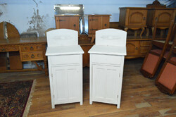 2 antique white bedside cabinets renovated