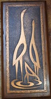 Birds – copper plate on wooden base