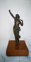 Bronz nő Art Deco akt szobor fatalapzaton.3,5 kg