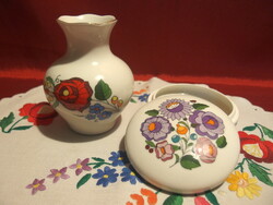 Eredeti kézzel festett Kalocsai porcelán váza és bonbonier