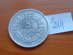FRANCIA 5 FRANCS FRANK 1949 CLOSED 9 ALU.  S214