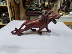 Chinese wooden carved lion figure