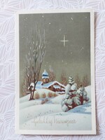 Old postcard postcard snowy landscape church