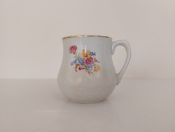 Régi Drasche porcelán hasas bögre virágos népi teás csésze