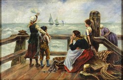 1K318 XX. századi flamand művész : Kikötőben