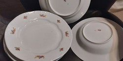 Zsolnay, 6 flat plates with beautiful flowers