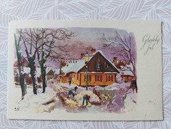 Old postcard 1966 postcard snowy landscape