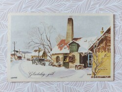 Old postcard 1972 postcard snowy landscape