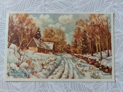 Old postcard 1961 postcard snowy landscape