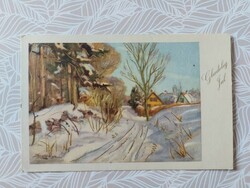 Old postcard 1960 postcard snowy landscape