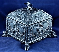 Breathtaking, antique, silver jewelry box, hanau, ca. 1860!!!