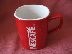 Retro piros szögletes Nescafe bögre