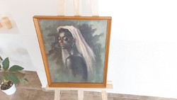 (K) Beautiful portrait painting by Ilona Breznay 42x53 cm with frame
