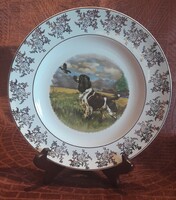 Pointer kutyás, vadászos porcelán tányér (L2913)