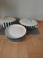 Rare art deco granite bowls and 4 plates