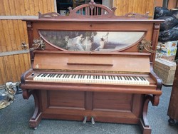 1900 Párzsi koch and korselt - reichenberg painted scene piano with beautiful copper candle holders!