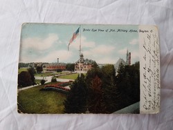 Antik amerikai színezett képeslap, USA Dayton National Military Home madártávlatból 1906