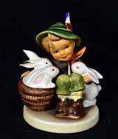 Perfect collector's Hummel-Goebel figurine: little boy with bunnies!