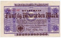 Németország Reichsbahn Frankfurt 50 milliárd Márka, 1923