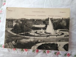 Antique Austrian postcard/photograph, Vienna Schwarzenberg Palace, fountain, cityscape 1911