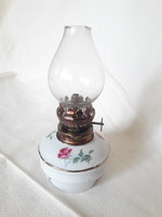 Nostalgia small vigilance kerosene lamp, pink porcelain body with sticker flower pattern