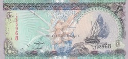 Maldív-szigetek 5 rufiyaa, 2011, UNC bankjegy