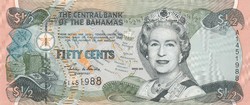 Bahama-szigetek 1/2 dollár, 2001, UNC bankjegy