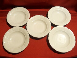 5 db régi Zsolnay porcelán fehér mély tányér 23 cm