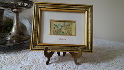 Old gold foil lithograph, miniature framed