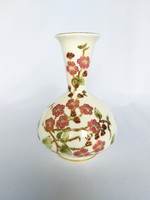 Zsolnay Bordó virág mintás keskeny nyakú váza