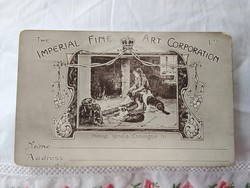 Antik angol reklámlap, 'A birodalmi Képzőművészeti Vállalat reklámlapja, kislány kutyákkal 1900
