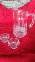 Crystal glass jug, spout with 2 candle holders, perfect and beautiful